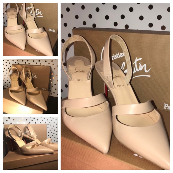 Trade ❤️ Louboutin Nude Slingback Heels - Picture 2 of 5